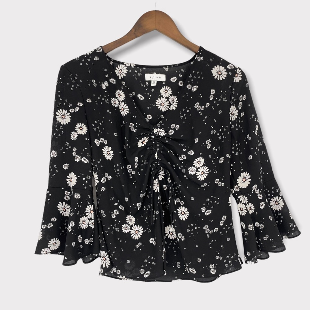 K/Lab Black Floral‎ Daisy Blouse
